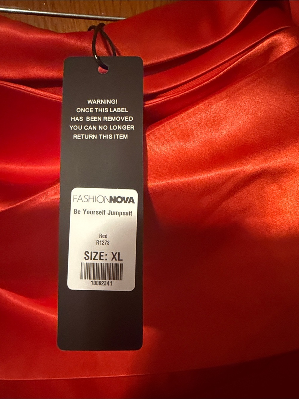 Fashion Nova Strapless Red Wide-Leg Jumpsuit with Folded Bodice - Picture 2 of 3